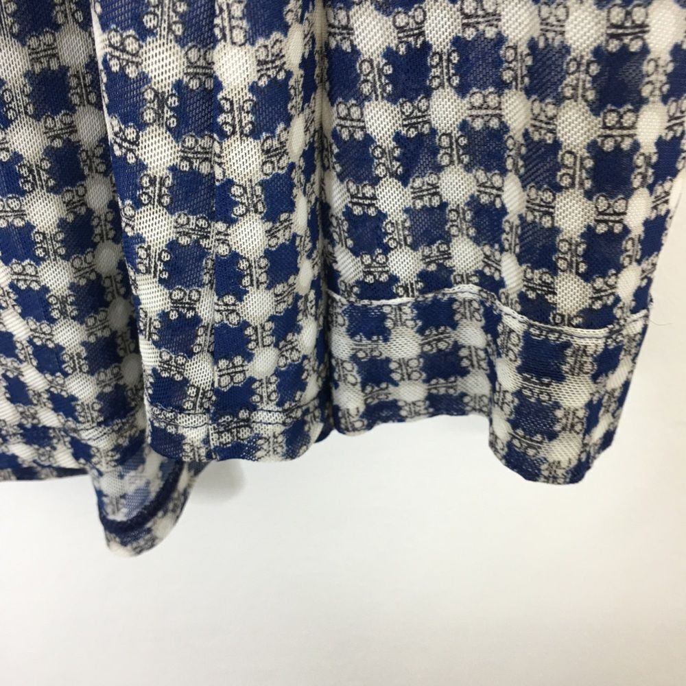 CAbi Womens Size S Blue White Checkered Button Down Shirt Hi Low Stretch Top - Picture 4 of 9
